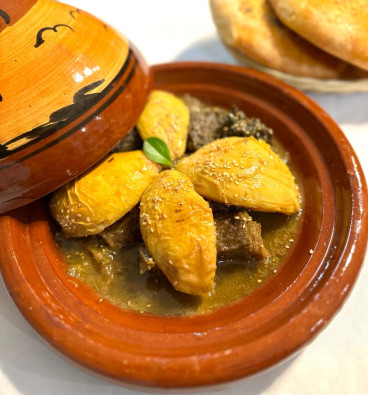 Tajine d’agneau aux poires caramélisées